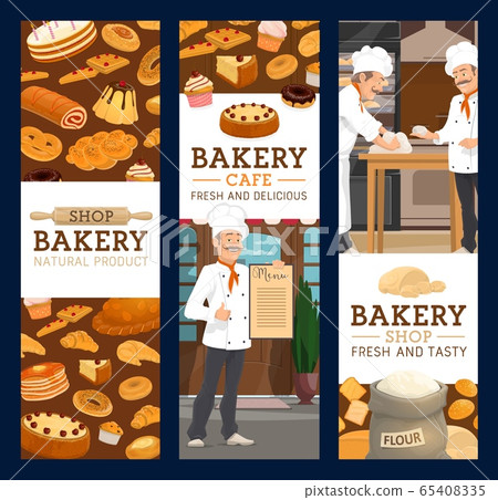 Bakers in bakery shop, bread and pastry Bakers in bakery shop, bread and pastry 65408335