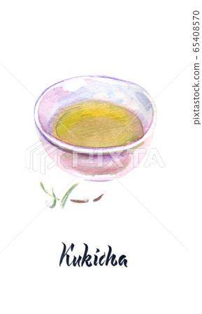 Illustration of Japanese tea, Kukicha tea 65408570
