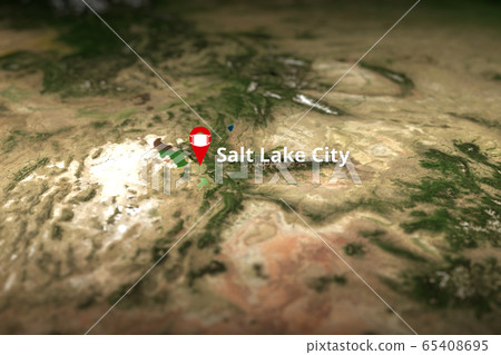 Salt Lake City, United States geotag with face mask, COVID-19 coronavirus disease self-isolation related 3D rendering 65408695