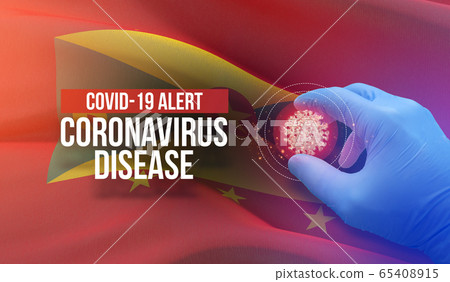 COVID-19 alert, coronavirus disease - letter typography text. Medical virus molecular concept with flag of Grenada. 3D illustration. 65408915