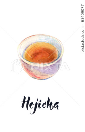 Illustration of Japanese tea, Hojicha tea 65409077