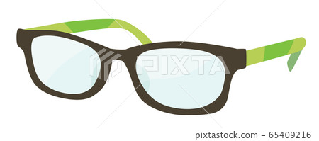 Illustration of yellow-green border glasses Illustration of yellow-green border glasses 65409216