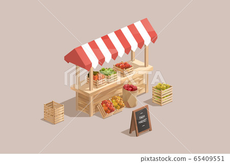 farm market, low poly isometric vector - Stock Illustration [65409551 ...