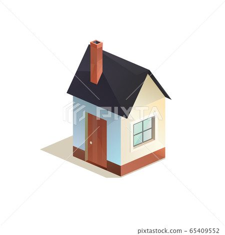 cottage, home vector icon, low poly isometric cottage, home vector icon, low poly isometric 65409552