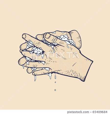 washing hands with soap, between fingers washing hands with soap, between fingers 65409684