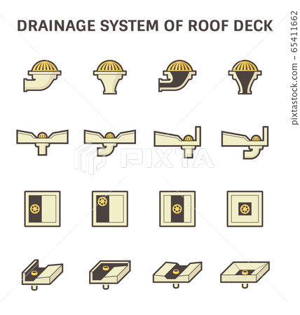 Roof deck and drainage equipment vector icon set Roof deck and drainage equipment vector icon set 65411662