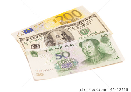 American dollars, European euro and Chinese yuan American dollars, European euro and Chinese yuan 65412566