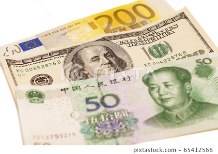 American dollars, European euro and Chinese yuan American dollars, European euro and Chinese yuan 65412568