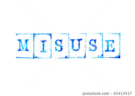 Blue ink of rubber stamp in word misuse on white paper background 65413417