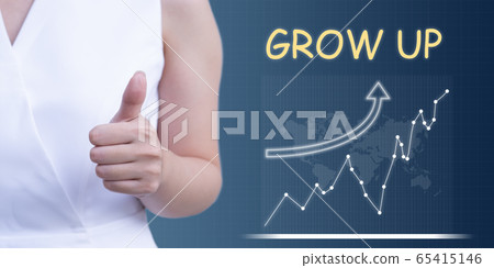 Global business growth up concept, Woman with thumbs up 65415146