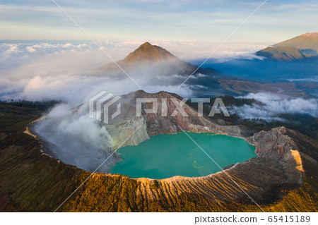 Drone view over Kawah Ijen crater in Banyuwangi East Java 65415189