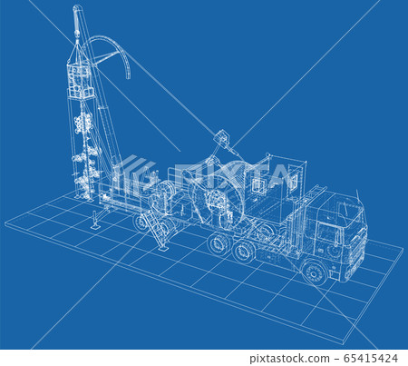 Coil Tubing roll Truck. EPS10 format. Vector created of 3d 65415424