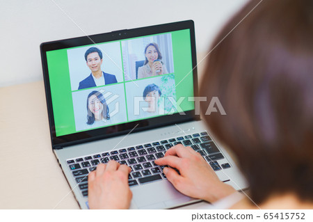 Video chat web conference web conference telework remote work conference team corona shock Video chat web conference web conference telework remote work conference team corona shock 65415752