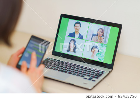 Video chat web conference web conference telework remote work conference team corona shock 65415756