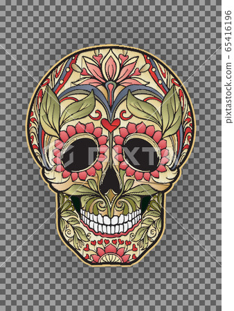 Embroidered patch with floral patterned human skull Embroidered patch with floral patterned human skull 65416196
