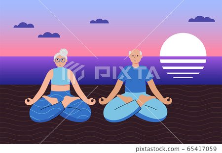 Yoga flat vector illustration. Healthy lifestyle Yoga flat vector illustration. Healthy lifestyle 65417059