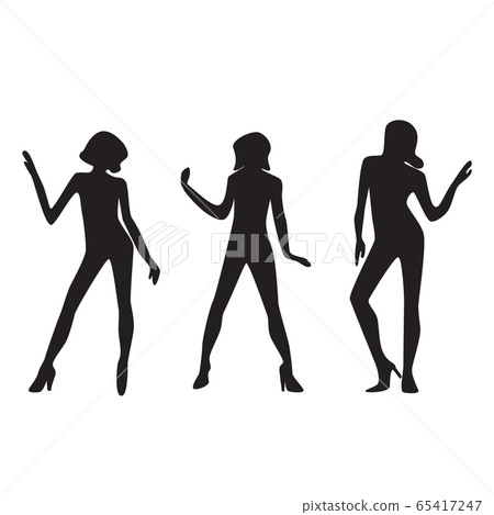 Silhouettes of dancing girls. 65417247