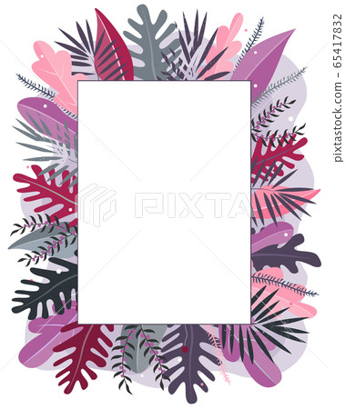 Trendy Summer Tropical Leaves Vector Design. Vertical border Trendy Summer Tropical Leaves Vector Design. Vertical border 65417832