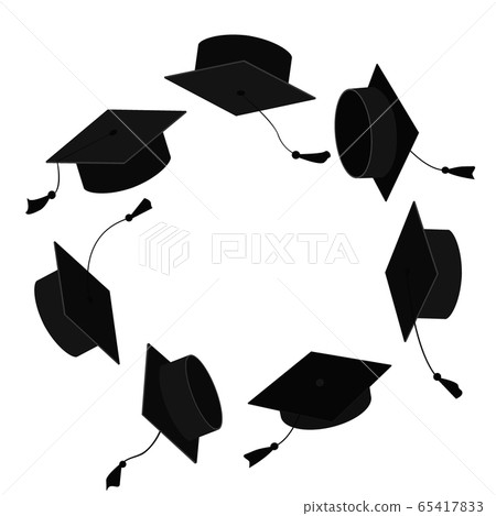 Circle frame from graduation caps. Place for text. Graduate background 65417833