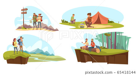 Camping flat vector illustrations set Camping flat vector illustrations set 65418144