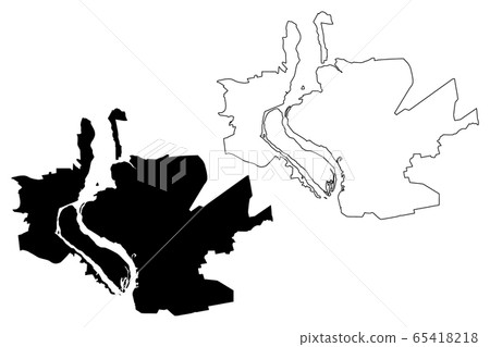 Zaporizhia City (Ukraine) map vector illustration, Zaporizhia City (Ukraine) map vector illustration, 65418218