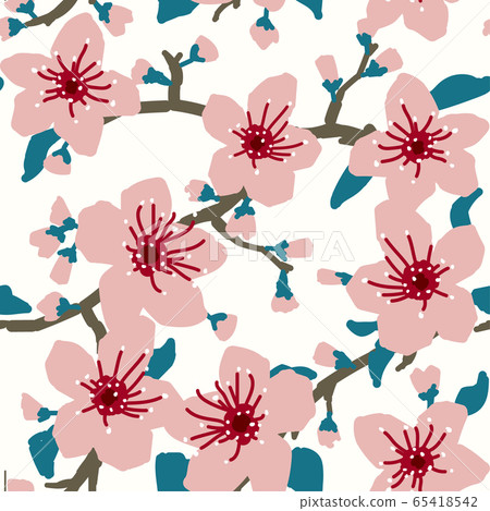 Vector Minimal Painting Effect Sakura or Floral Reapeat seamless Pattern Vector Minimal Painting Effect Sakura or Floral Reapeat seamless Pattern 65418542