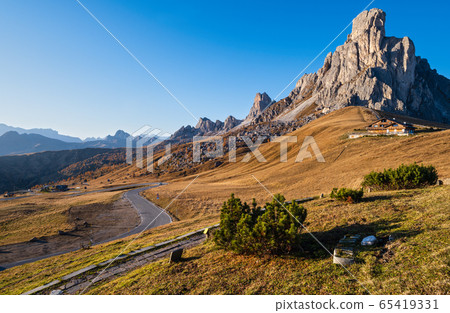 Mountain sunny evening peaceful view from Giau Mountain sunny evening peaceful view from Giau 65419331