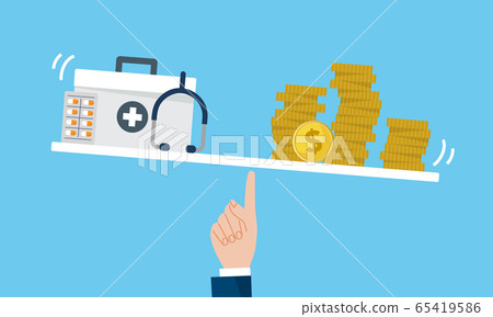 Illustration image of money, hospital and medical expenses Illustration image of money, hospital and medical expenses 65419586