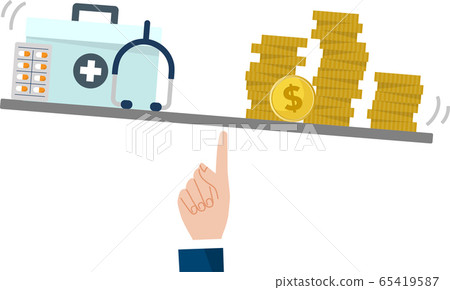 Illustration image of money, hospital and medical expenses 65419587