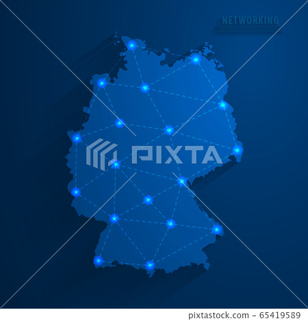 Simple blue Germany map technology background, vector, illustration, eps 10 file 65419589