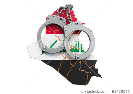 Crime and punishment in Iraq concept, 3D rendering 65420075