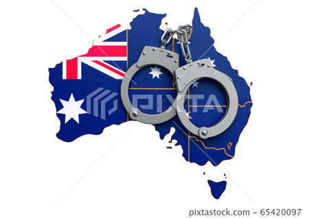 Crime and punishment in Australia concept 65420097