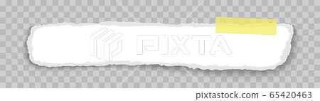 Torn paper sheet with adhesive tape realistic illustration Torn paper sheet with adhesive tape realistic illustration 65420463