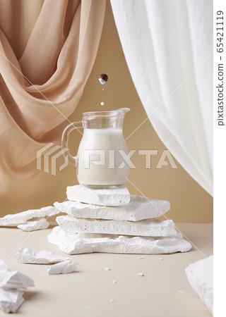 vegan milk in the jar 65421119