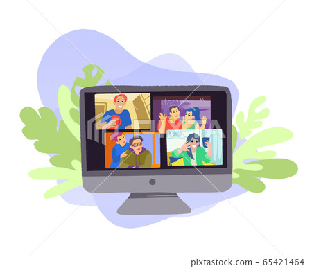 Video chat online. Internet communication during quarantine. 65421464