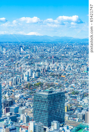Urban landscape Kanto Plain seen from Sunshine City 60 Observatory Mt. Fuji [Tokyo] 65421747