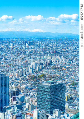 Urban landscape Kanto Plain seen from Sunshine City 60 Observatory Mt. Fuji [Tokyo] 65421748