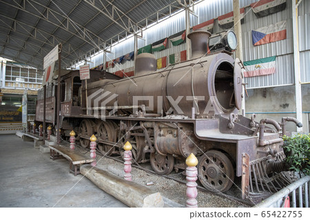 Steam locomotive on display at the War Museum in Kanchanaburi Steam locomotive on display at the War Museum in Kanchanaburi 65422755