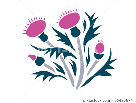 矢量日本材料簡單的薊 65423674