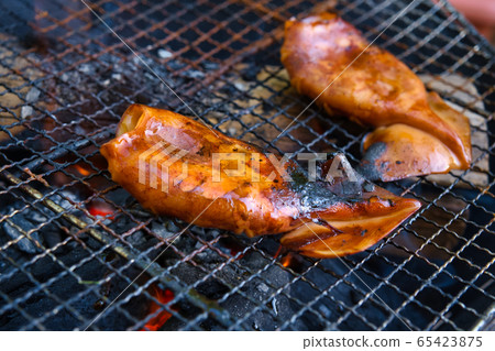 Squid Grilled Barbecue Squid Poppy Grilled over Charcoal 65423875