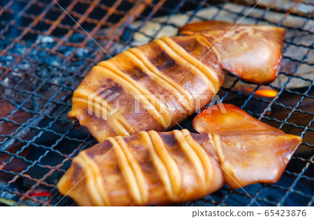 Squid Grilled Barbecue Squid Poppy Grilled over Charcoal 65423876