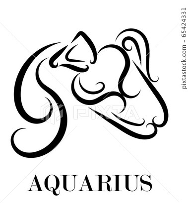 Line vector logo of Athlete. It is sign of Aquarius zodiac. 65424331