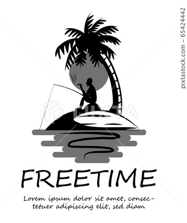 A man are fishing and smoking comfortably. On an island in the middle of the sea that has coconut trees. A man are fishing and smoking comfortably. On an island in the middle of the sea that has coconut trees. 65424442