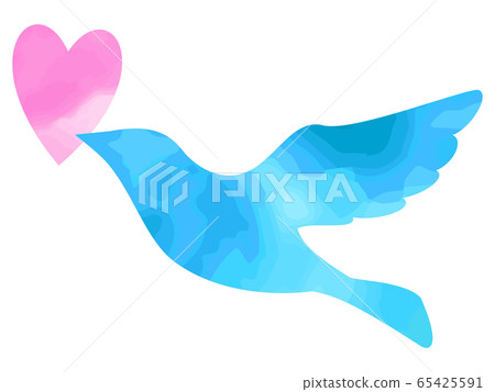 Blue bird heart watercolor Blue bird heart watercolor 65425591
