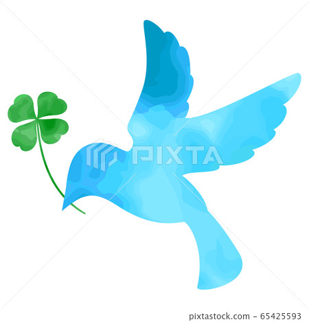 Blue bird clover watercolor 65425593