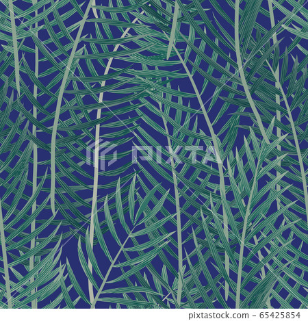 Tropical palm leaves seamless pattern - Stock Illustration [65425854 ...