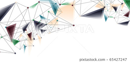 Line points connections, triangular technology design. Abstract geometric background 65427247