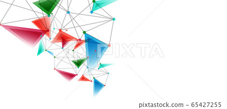 Line points connections, triangular technology design. Abstract geometric background 65427255