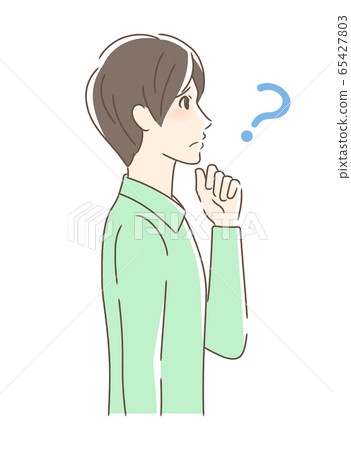 Side profile of a man who feels anxiety, doubts and worries Side profile of a man who feels anxiety, doubts and worries 65427803