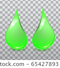 Vector set of fluid green drops isolated on 65427893